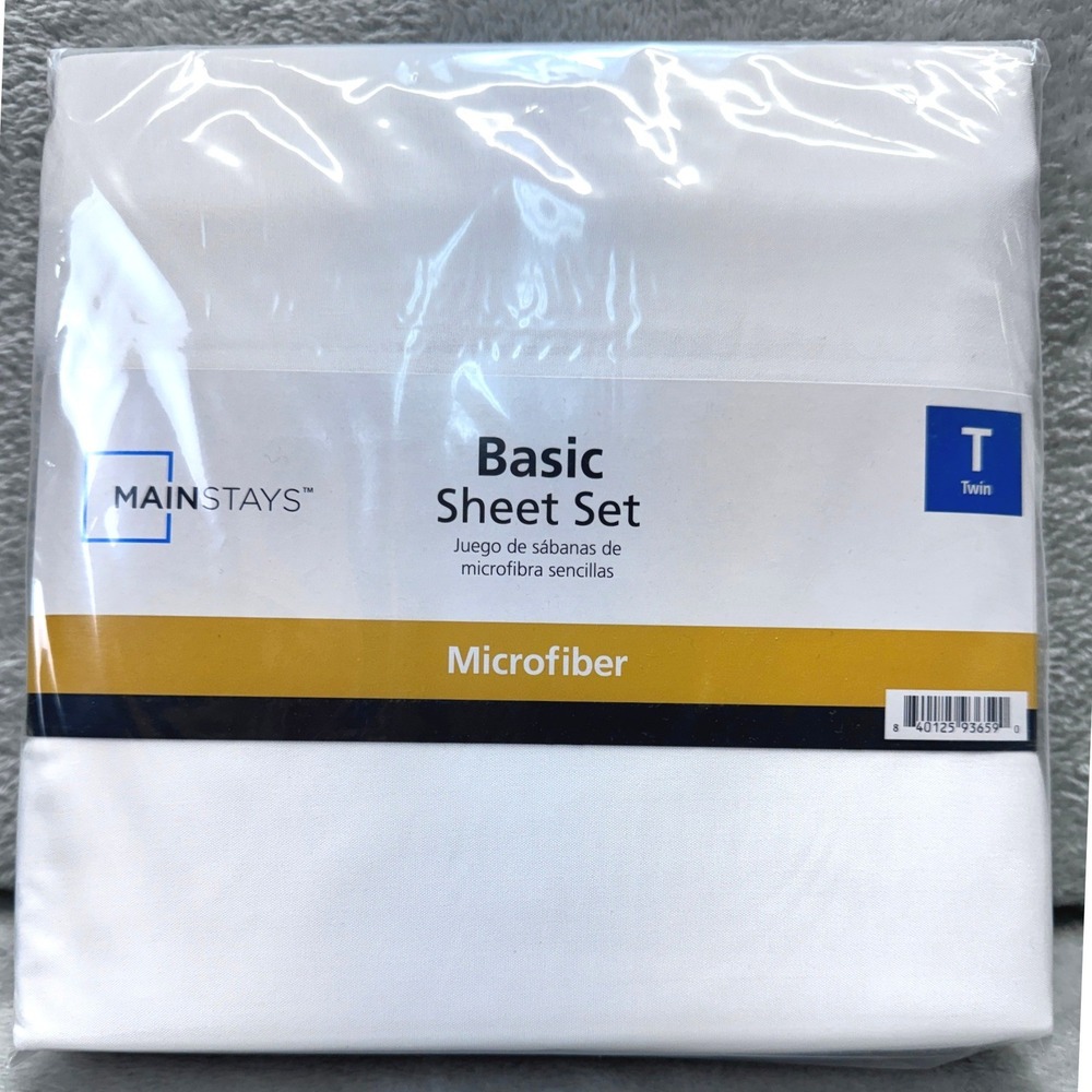 NEW Mainstays Basic Microfiber Sheet Set Twin Arctic White 3‎ Piece Soft Cozy